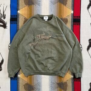 Vintage 90s Deer Buck Animal Nature Crewneck Sweatshirt Size XL Artisans Outdoor